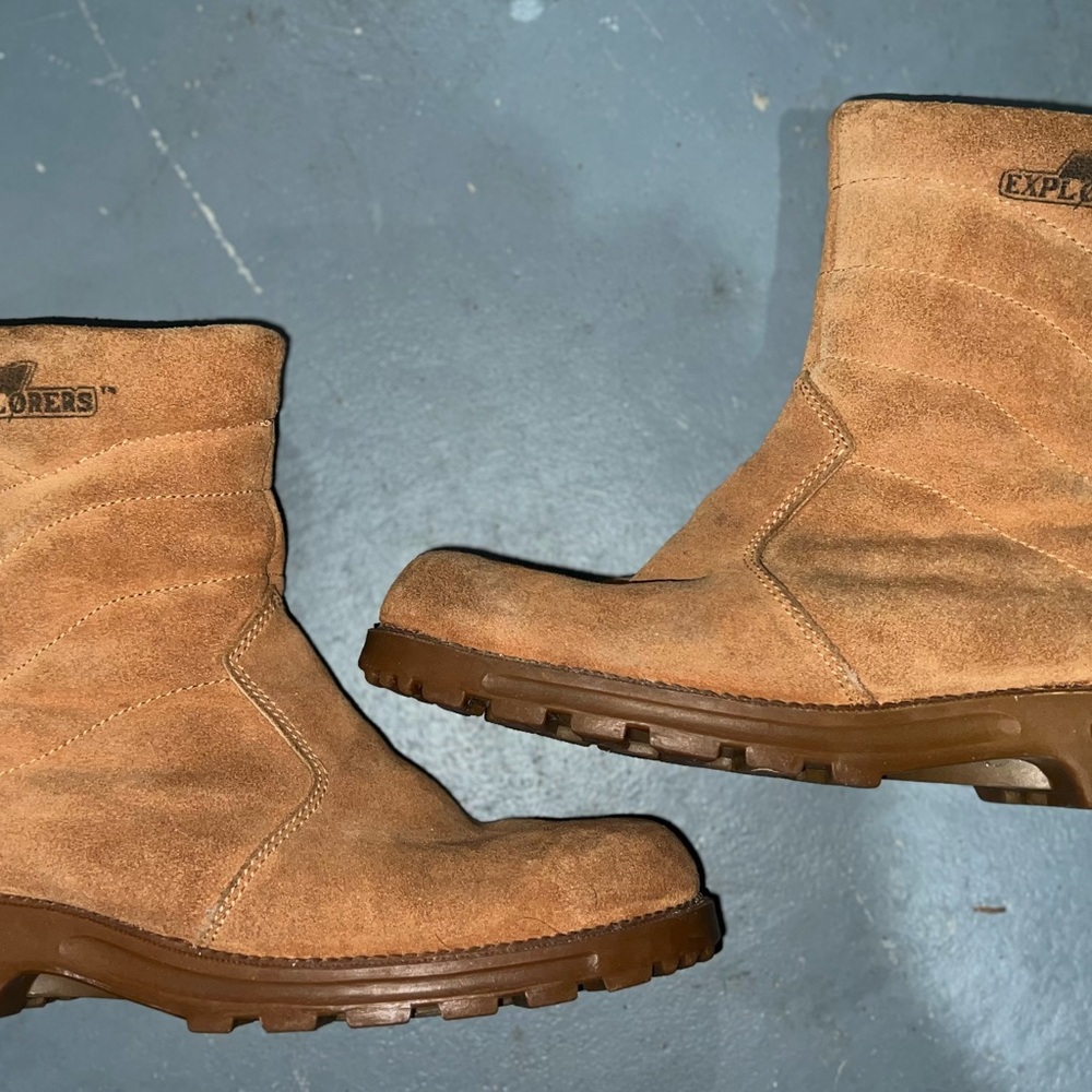 Tan Slip-On Boots with Rugged Soles